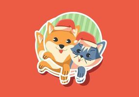 Cat and Dog Stickers vettore