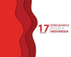 papercut della bandiera dell'onda del giorno dell'indipendenza dell'indonesia vettore