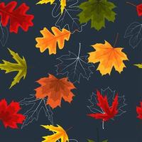 illustrazione senza cuciture di vettore del fondo del modello delle foglie di autunno