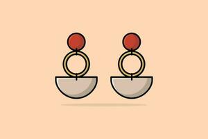 il giro forma orecchini gioielleria vettore illustrazione. bellezza moda oggetti icona concetto. donne oro gioielleria orecchini vettore design.