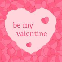 San Valentino giorno romantico creativo striscione, sfondo. amore simbolo. essere mio san valentino. rosa saluto carta con carta cuori. manoscritto titolo. piatto stile. vettore
