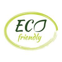 eco amichevole prodotti etichetta, etichetta, distintivo e logo. ecologia icona. logo modello con le foglie per biologico e eco amichevole prodotti. vettore illustrazione