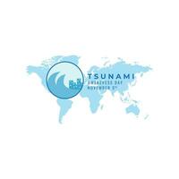 mondo tsunami consapevolezza giorno concetto disegno, logo per manifesto, rivista, striscione, vettore icona simbolo illustrazione design