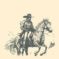 rodeo occidentale cowboy Vintage ▾ mano disegnato opera d'arte vettore