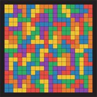 Seamless flat ui colori tetris pattern linee nere isolate su sfondo nero illustrazione vettoriale