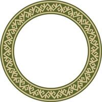 vettore verde e oro il giro kazakh nazionale ornamento. etnico modello di il popoli di il grande steppa, .mongoli, kirghiso, calmucchi, buriati. cerchio, telaio confine