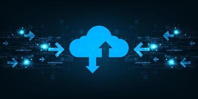 interfaccia cloud che mostra il caricamento dei dati su Internet. vettore