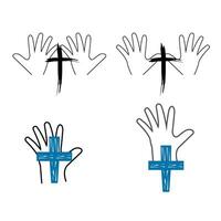 mani Tenere croci icone impostato isolato su bianca sfondo vettore
