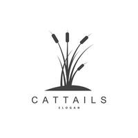 insenature e cattails fiume logo, erba design semplice minimalista illustrazione vettore modello