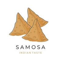 indiano cibo samosa illustrazione logo vettore