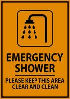 emergenza doccia cartello per favore mantenere Questo la zona chiaro e pulito vettore