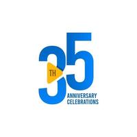 Celebrazione dell'anniversario di 35 anni, illustrazione di progettazione del modello vettoriale blu