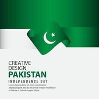 modello di vettore dell'illustrazione di progettazione creativa del manifesto di celebrazione del giorno dell'indipendenza del pakistan