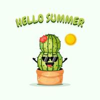 simpatico cactus con gli occhiali con saluto estivo summer vettore