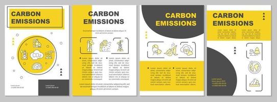 modello di brochure sulle emissioni di carbonio. fonti naturali, antropiche. volantino, opuscolo, stampa di volantini, design di copertina con icone lineari. layout vettoriali per presentazioni, relazioni annuali, pagine pubblicitarie