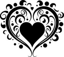 cuore - nero e bianca isolato icona - vettore illustrazione