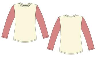 lungo manica t camicia vettore illustrazione modello per le signore