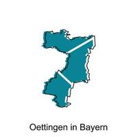 carta geografica di ottingen nel bayern geometrico colorato illustrazione design modello, Germania nazione carta geografica su bianca sfondo vettore