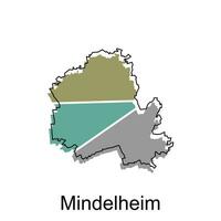 mindelheim città carta geografica. vettore carta geografica di Tedesco nazione design modello con schema grafico colorato stile su bianca sfondo