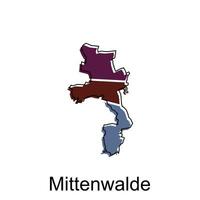carta geografica di mittenwalde colorato con schema disegno, mondo carta geografica nazione vettore illustrazione modello