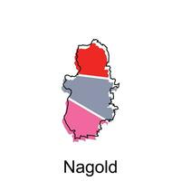 carta geografica di nagold colorato con schema disegno, mondo carta geografica nazione vettore illustrazione modello