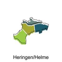 carta geografica di heringen casco vettore design modello, nazionale frontiere e importante città illustrazione
