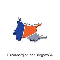 carta geografica di hoschberg un der bergstrasse vettore design modello, nazionale frontiere e importante città illustrazione