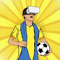 Appassionato di calcio in occhiali per realtà virtuale vettore