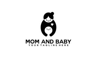 mamma e bambino logo designmom e bambino logo design. madre e bambino nel semplice stile illustrazione. vettore