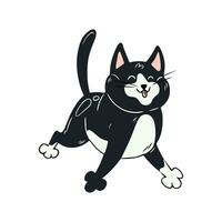 carino giocoso gatto. nero gattino nel mano disegnato stile. vettore illustrazione isolato su bianca sfondo