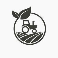 agricoltura logo design concetto con trattore icona. agricoltura logotipo simbolo modello vettore