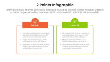 contro o confrontare e confronto concetto per Infografica modello bandiera con schema scatola tavolo con intestazione con Due punto elenco informazione vettore