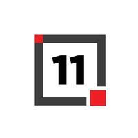 11 numero con piazza scatola icona. 11 scatola monogramma. vettore
