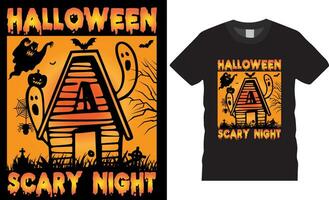Halloween pauroso notte vettore grafico maglietta design modello