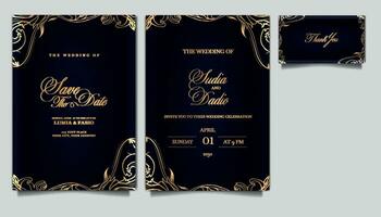 set di carte invito matrimonio elegante vettore