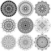 impostato mandala. il giro ornamento modello. mandala fiore. Vintage ▾ decorativo elementi. mano disegnato sfondo. Islam, Arabo, indiano, ottomano motivi. vettore