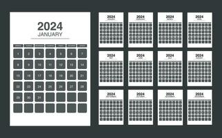 calendario 2024 settimana inizio lunedì. modificabile 2024 calendario design modello per contento nuovo anno vettore