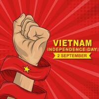 Vietnam indipendenza giorno stretto cazzotto manifesto design vettore