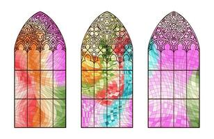 macchiato bicchiere Chiesa finestre. mosaico colore cornici. vettore