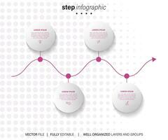 Infografica modello per attività commerciale. 4 passaggi moderno sequenza temporale diagramma con strada viaggio concetto, presentazione vettore infografica.