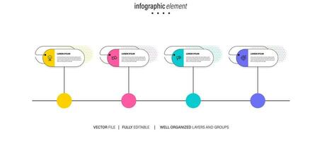 attività commerciale infografica modello.timeline con 4 passi, cerchi, opzioni e marketing icone. vettore lineare Infografica elementi.