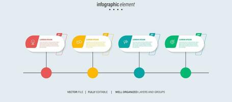 concetto di attività commerciale modello con 4 successivo passi. quattro colorato grafico elementi. sequenza temporale design per opuscolo, presentazione. Infografica design disposizione vettore