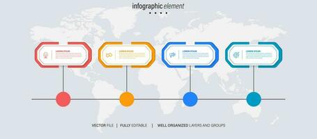 concetto di attività commerciale modello con 4 successivo passi. quattro colorato grafico elementi. sequenza temporale design per opuscolo, presentazione. Infografica design disposizione vettore