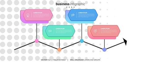 concetto creativo per infografica con 4 passaggi, opzioni, parti o processi. visualizzazione dei dati aziendali vettore