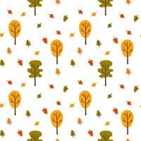 autunno senza soluzione di continuità modello con foresta e foglie vettore