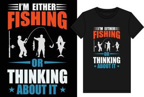 pensiero di pesca t camicia design vettore, Vintage ▾ pesca maglietta grafico illustrazione, pesca vettore emblema