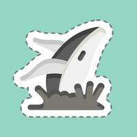 etichetta linea tagliare balena. relazionato per alaska simbolo. semplice design modificabile. semplice illustrazione vettore