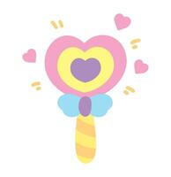 carino bello kawaii cuore caramella bastone cartone animato illustrazione vettore