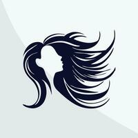 vettore disegno di femmina silhouette con capelli nel il vento
