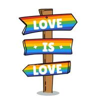 un' arcobaleno colorato cartello quello dice amore è amore e ha il parola amore su esso - lgbtqiap vettore